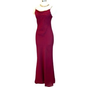 Spaghetti Strap Spakle Merlot Burgundy Floor Length Dress Gown